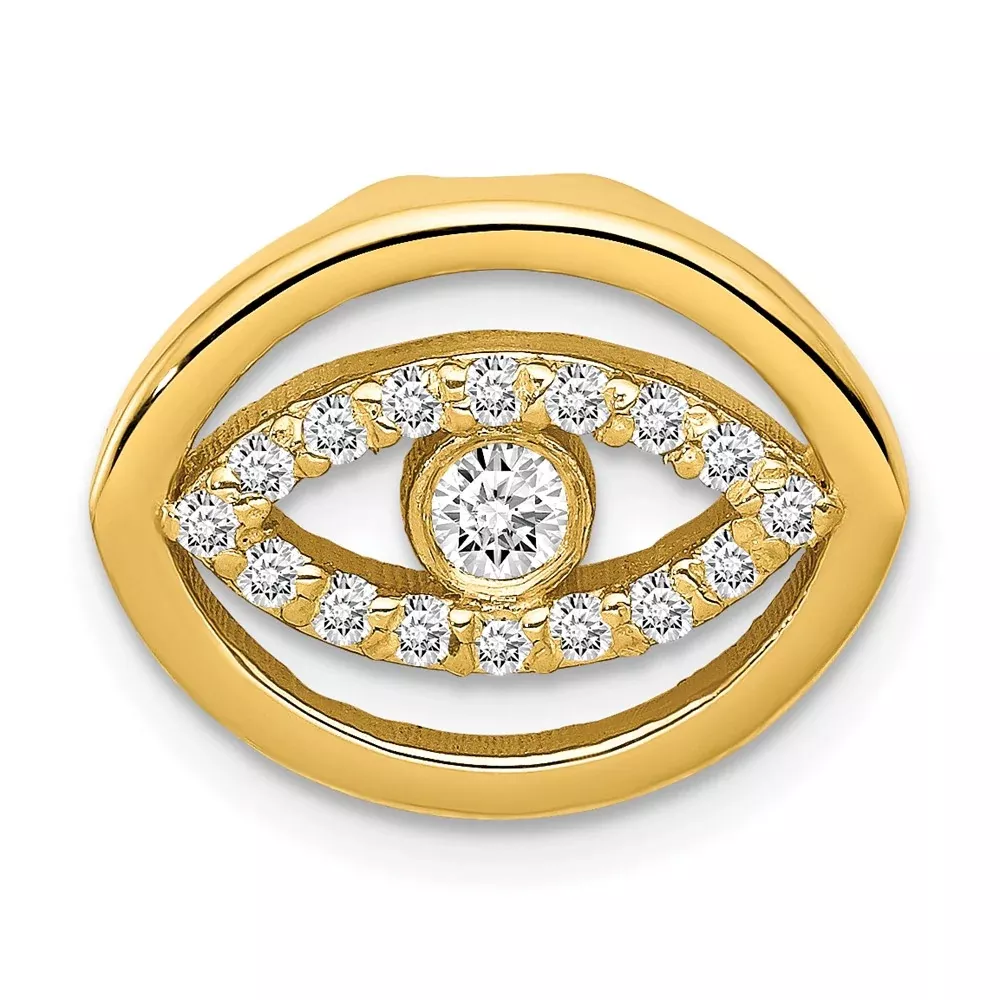 14ky Medium Diamond Halo Evil Eye Pendant