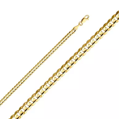 18K Yellow Gold 4mm Flat Curb Chain 20 Inches