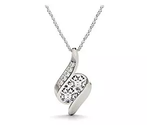 2 Stone Diamond Pendant 1.0 Carat Total Weight