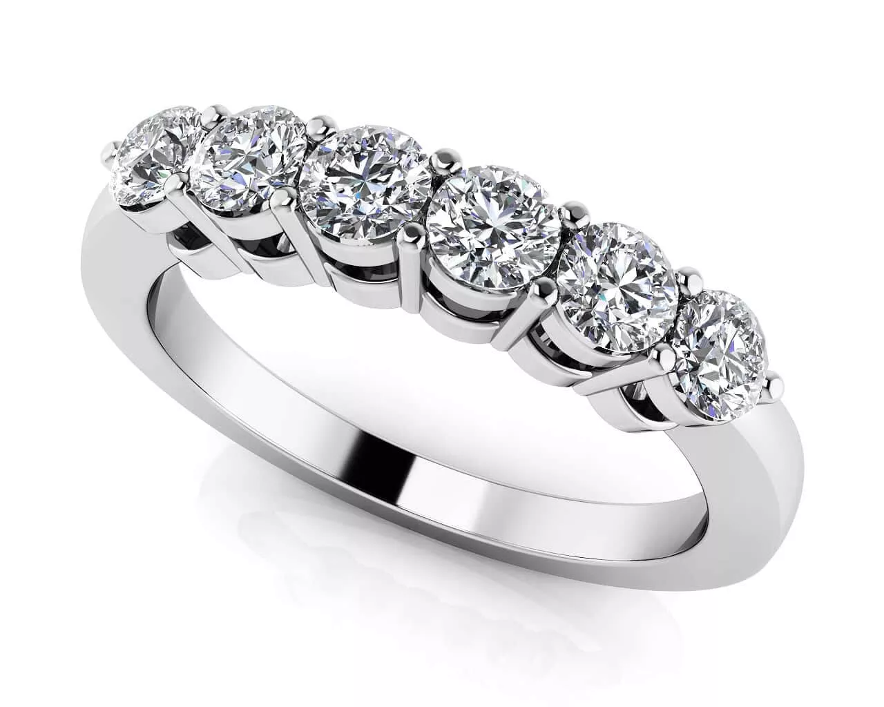 6 Stone Wedding and Anniversary Band 0.96 Carat Total Weight