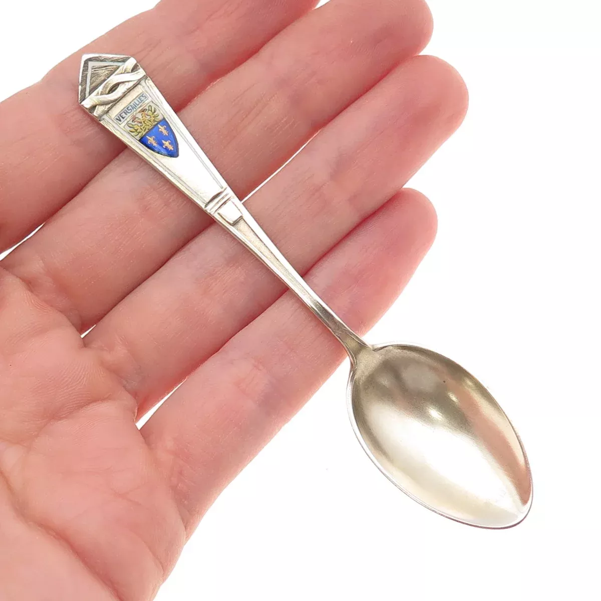 800 Silver Gold Plated Antique Art Deco Germany Enamel Versailles Teaspoon