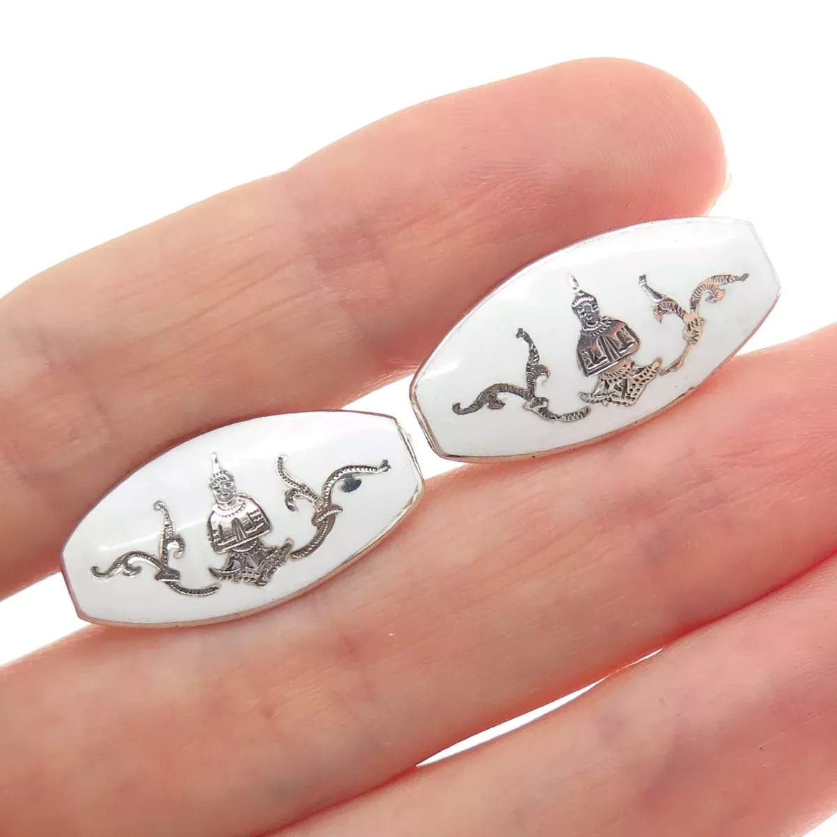 925 Sterling Silver Antique Siam Buddha Cufflinks