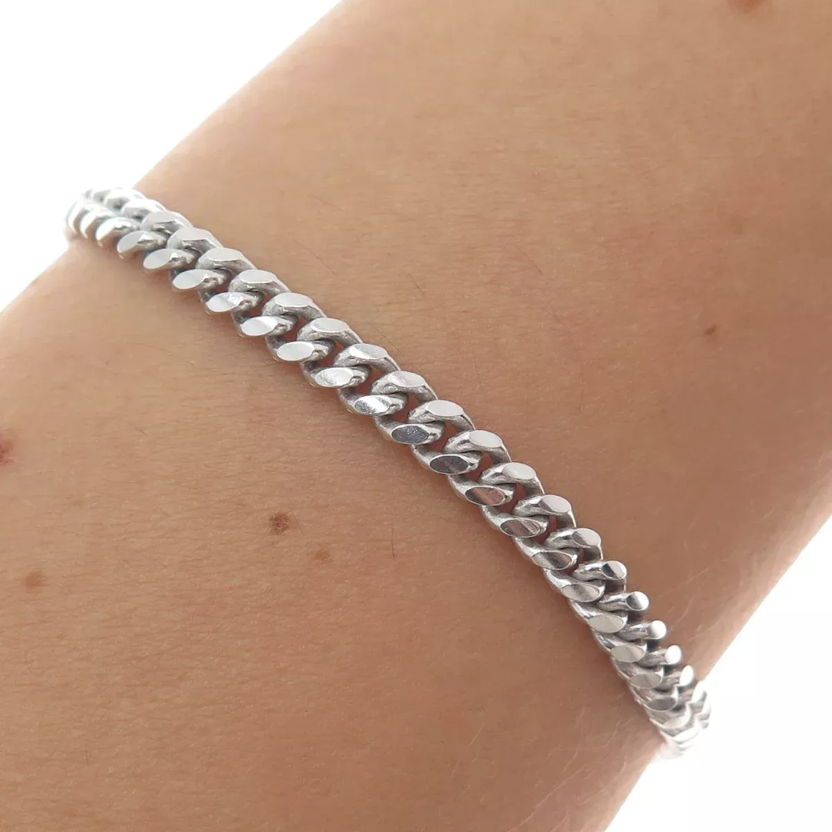 925 Sterling Silver Italy Curb Link Bracelet 7