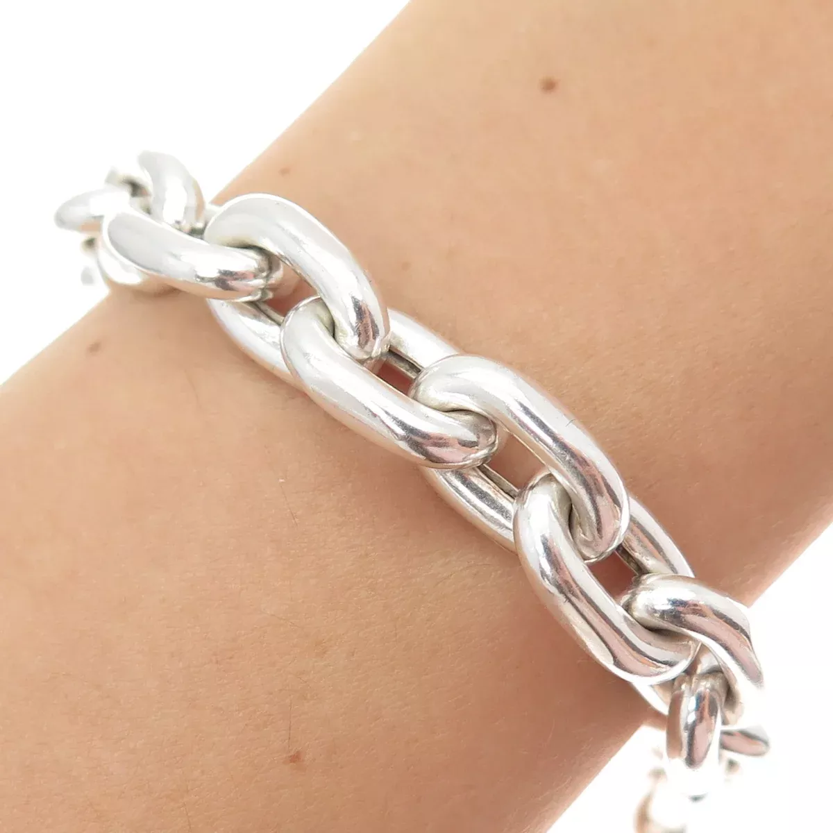 925 Sterling Silver Vintage Italy Cable Link Bracelet 6.75