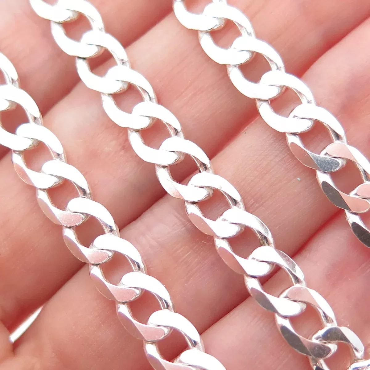 925 Sterling Silver Vintage Italy Curb Chain Necklace 24