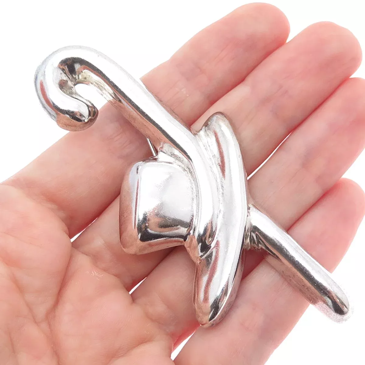 925 Sterling Silver Vintage Mexico Hat & Cane Gentlemen ClubPin Brooch