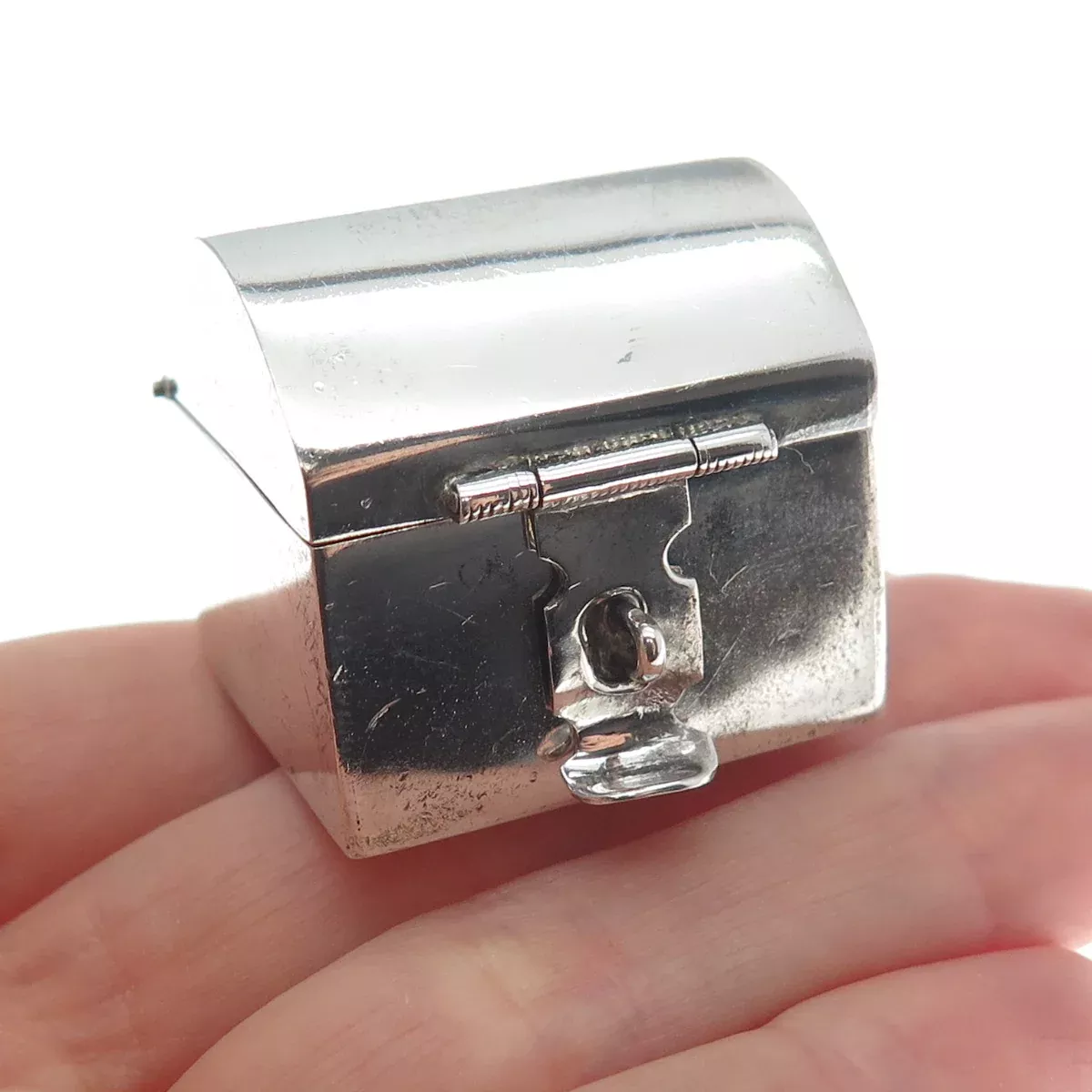 925 Sterling Silver Vintage Mexico Treasure Chest Pill Box Miniature