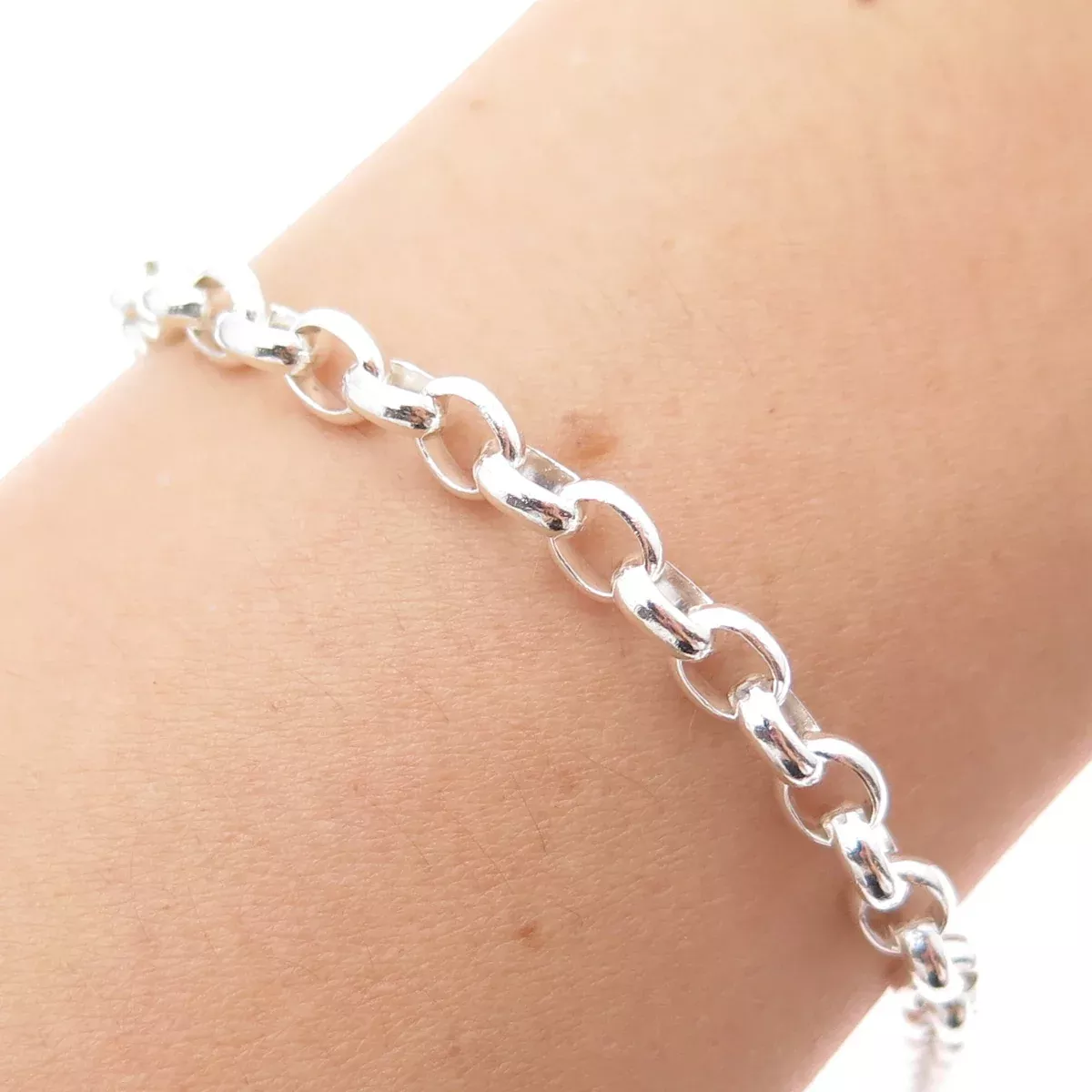 925 Sterling Silver Vintage Oval Cable Link Bracelet 7.25