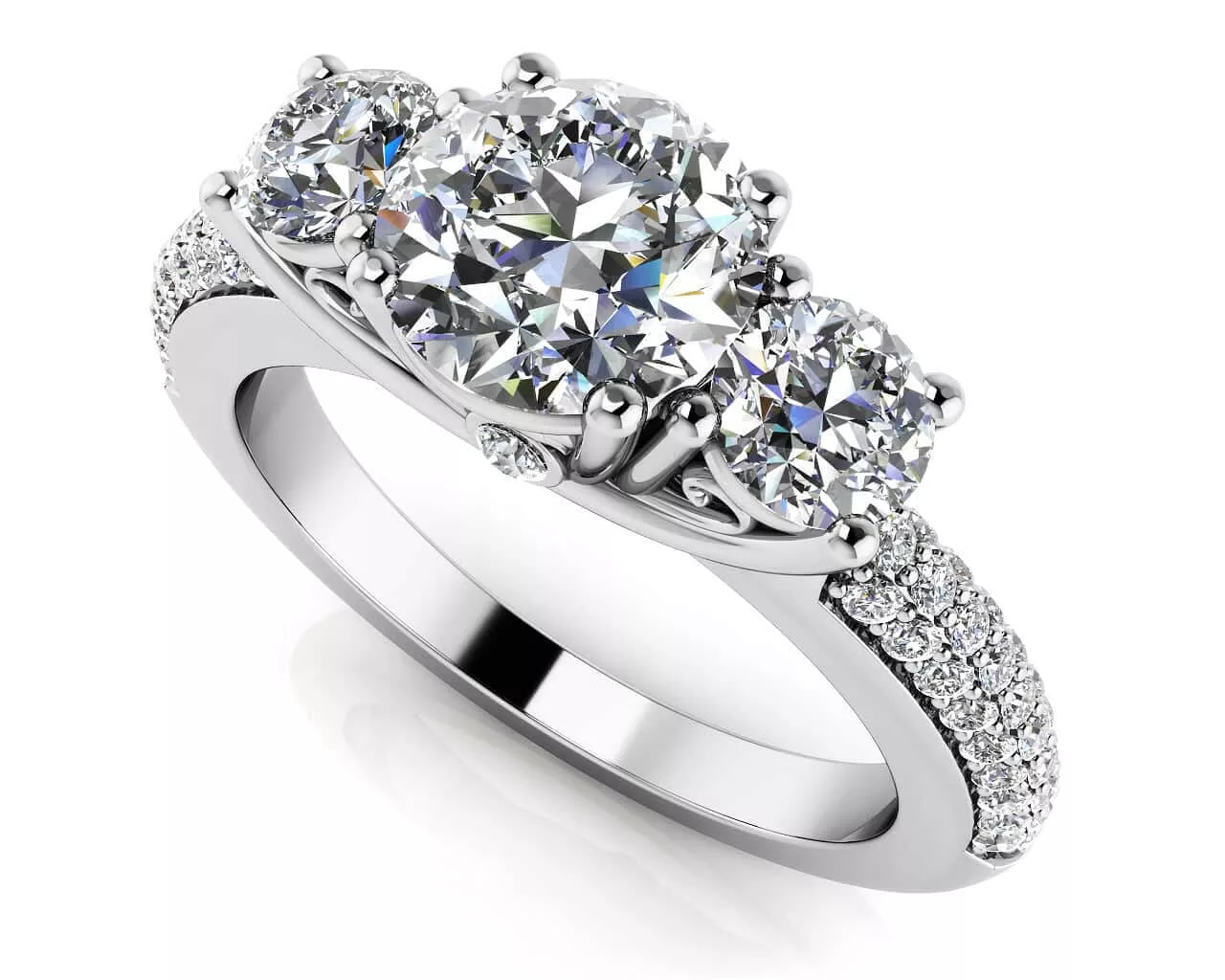 Breathtaking Scroll Diamond Engagement Ring 1.36 Carat Total Weight