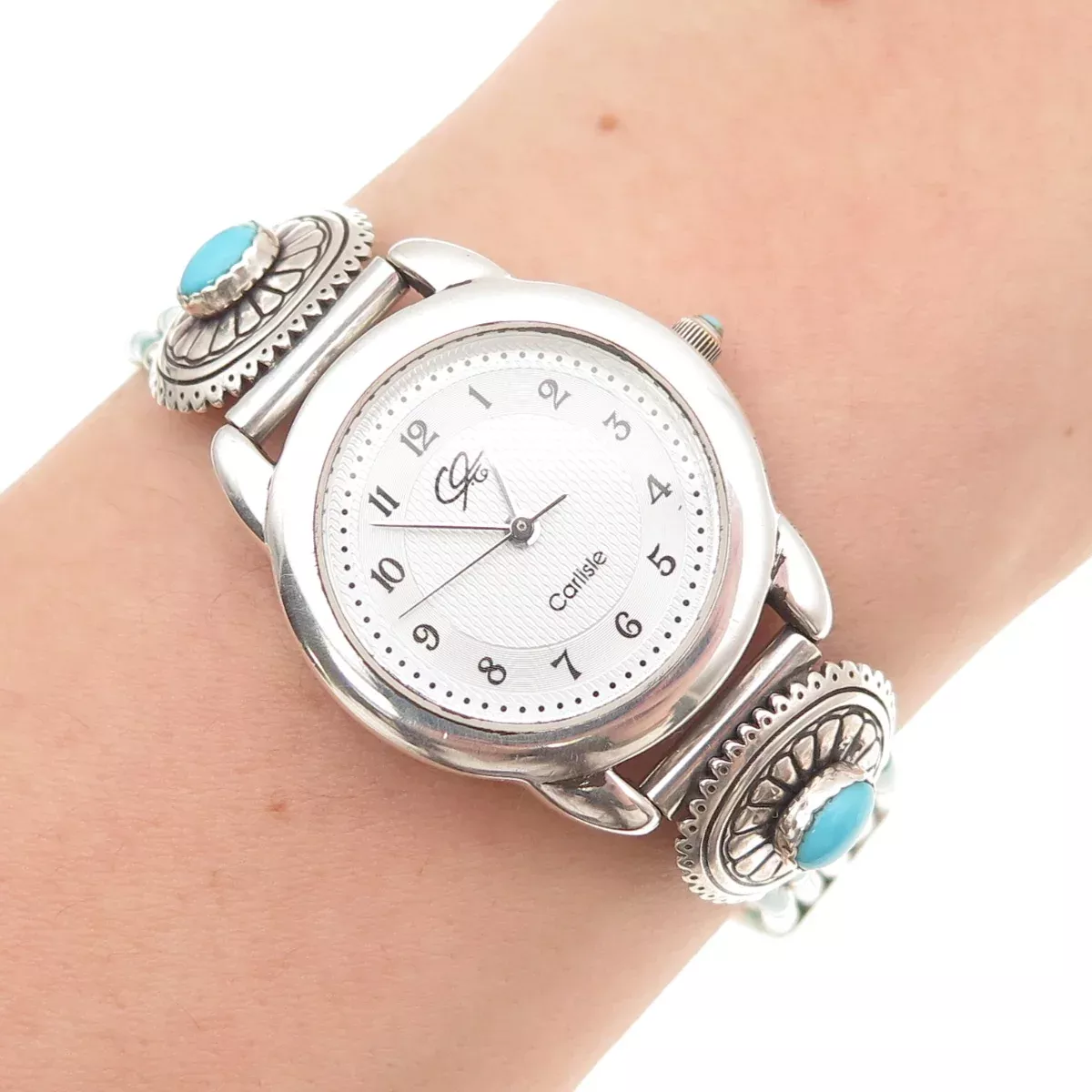 Carolyn Pollack Carlisle Quoc Turquoise Old Pawn Sterling Vintage Watch 7.25