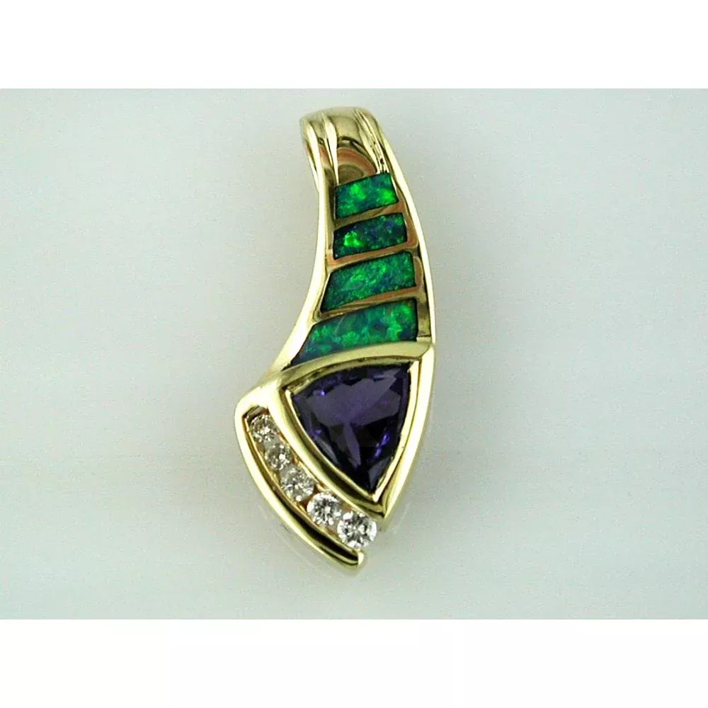 Celestial Dreams 14K Yellow Gold Tanzanite & Opal Pendant