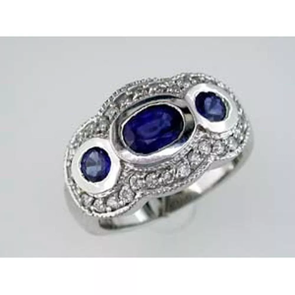 Celestial Splendor 14K White Gold Sapphire & Diamond Ring - 1.55 Carat Sapphire, 0.53 Carat Diamond