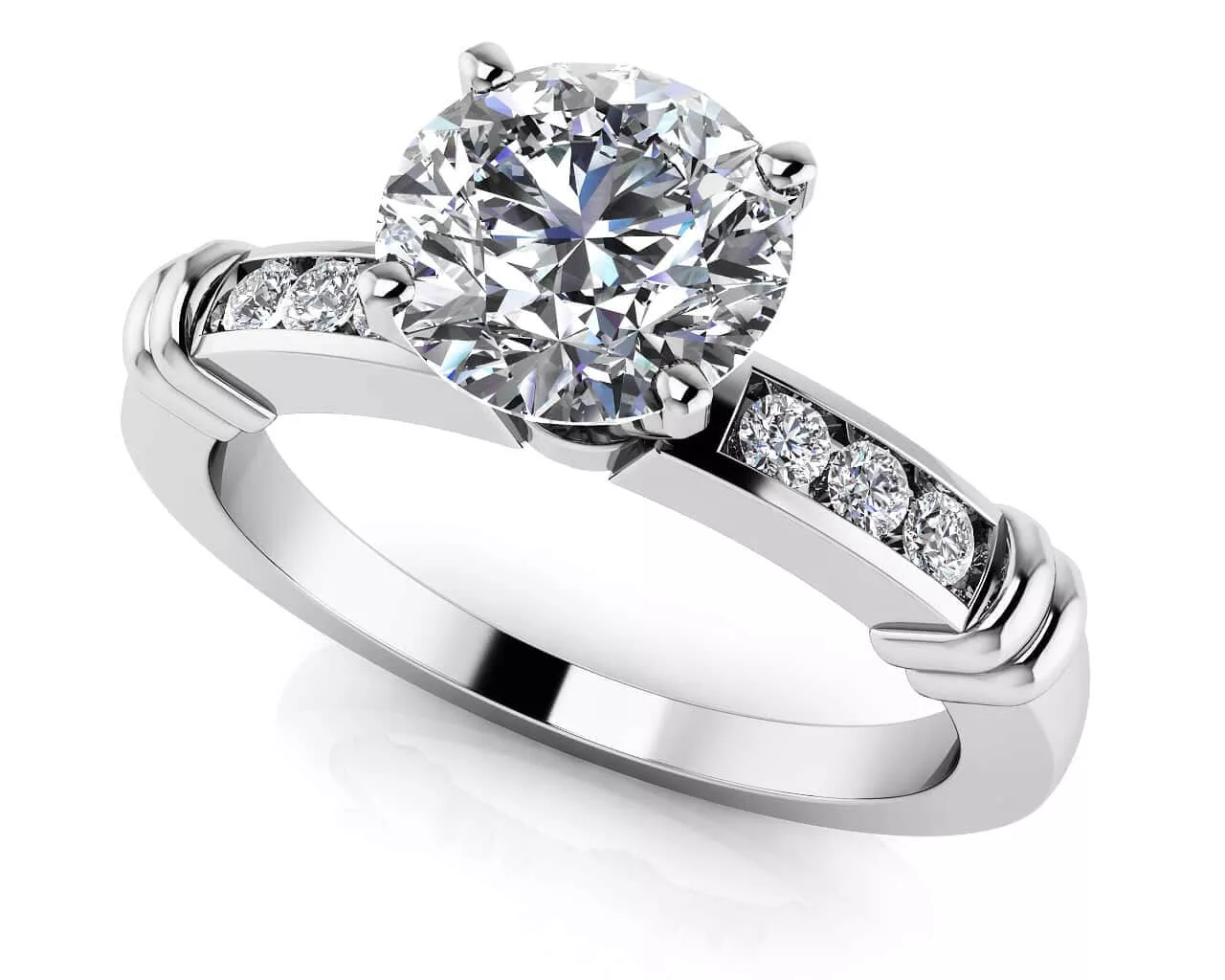 Channel Belt Engagement Ring .90 Carat Total Weight