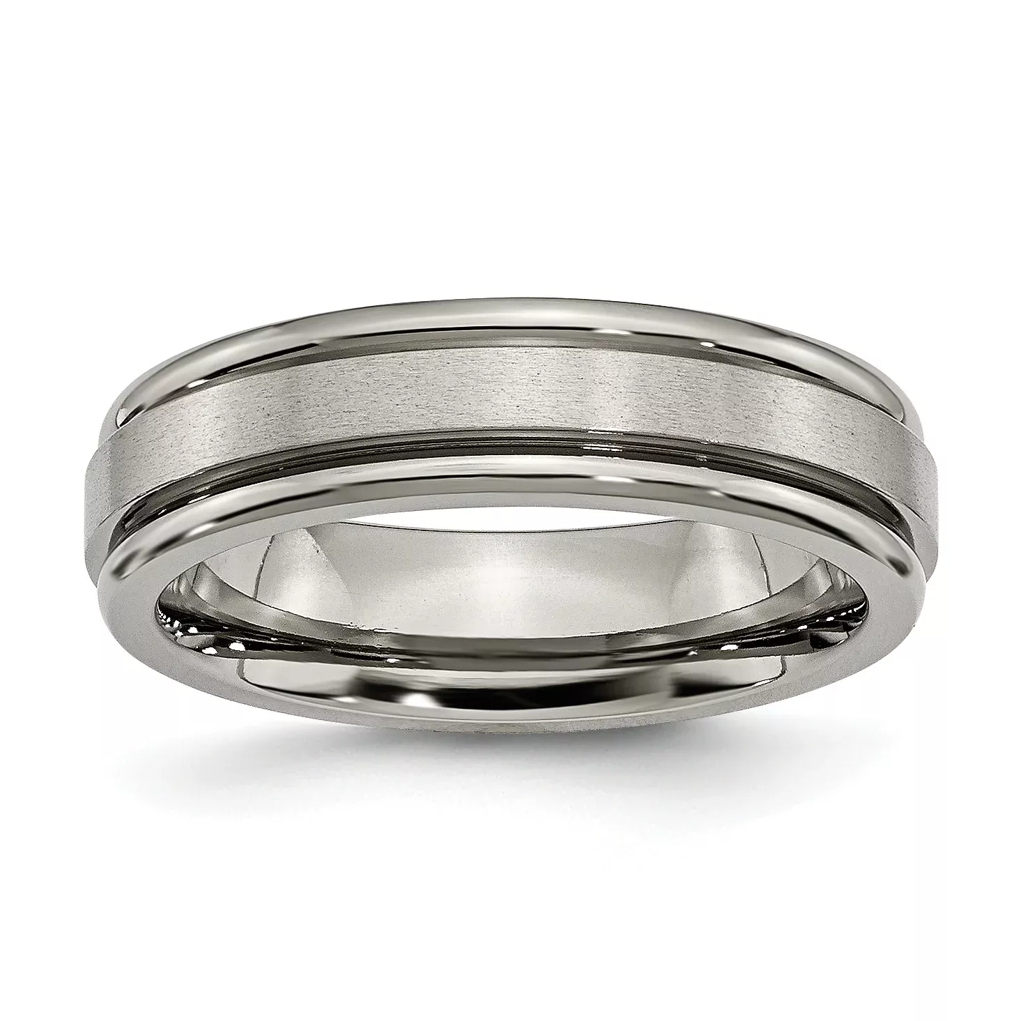 Chisel Titanium Satin and Polished 6mm Grooved Edge Band