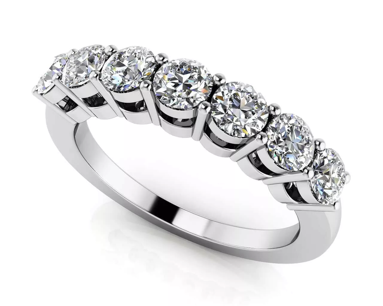 Classic 7 Stone Wedding /Anniversary Bang Ring 3 /4 Carat Total Weight