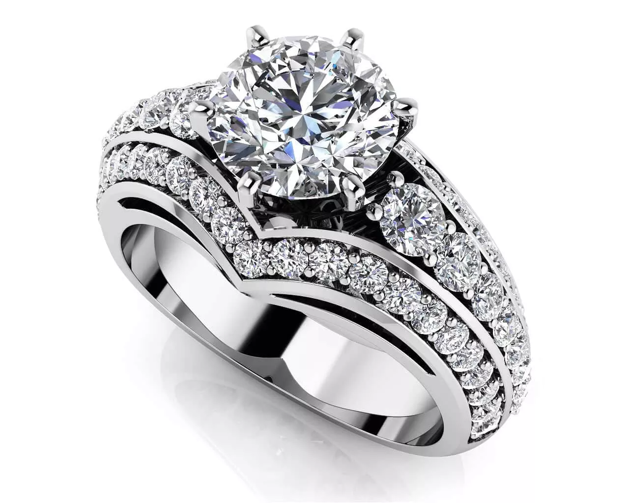 Contemporary Engagement Ring with Side Stones 1.36 Carat Total Weight