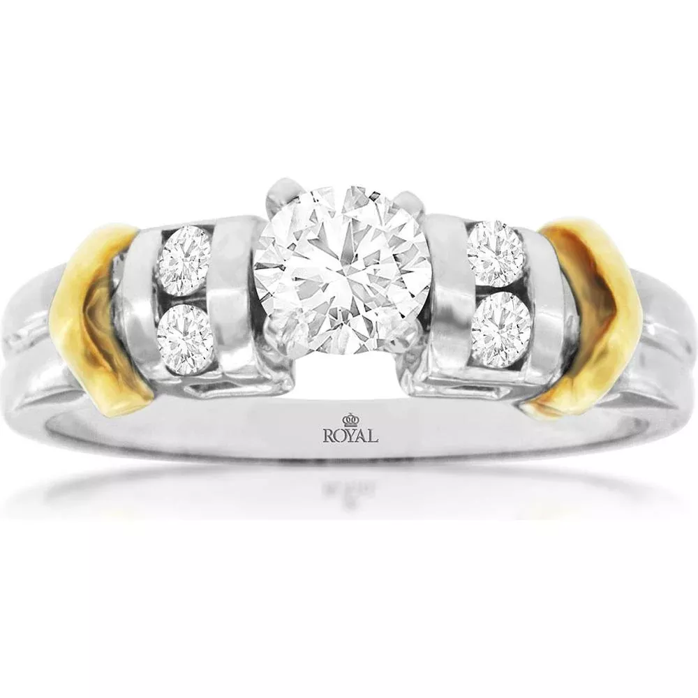 Dazzling 14K White Gold Round Diamond Engagement Ring - 0.55 Carat Total Diamond Weight