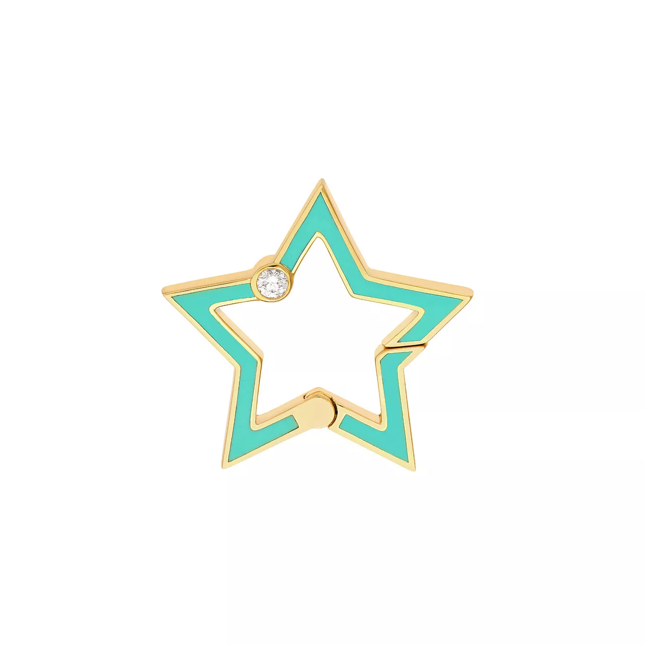 Diamond Bezel Turq Enamel Star Push Lock