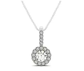 Diamond Round Circle Halo Pendant 3 /4 Carat Total Weight
