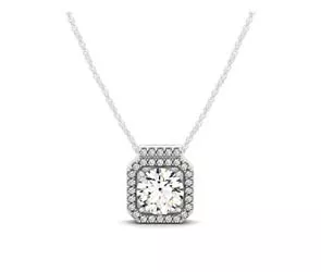 Diamond Row Halo Button Pendant 1 /3 Carat Total Weight