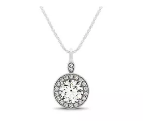 Drop Diamond Solitaire Bail Halo Pendant 0.68 Carat Total Weight