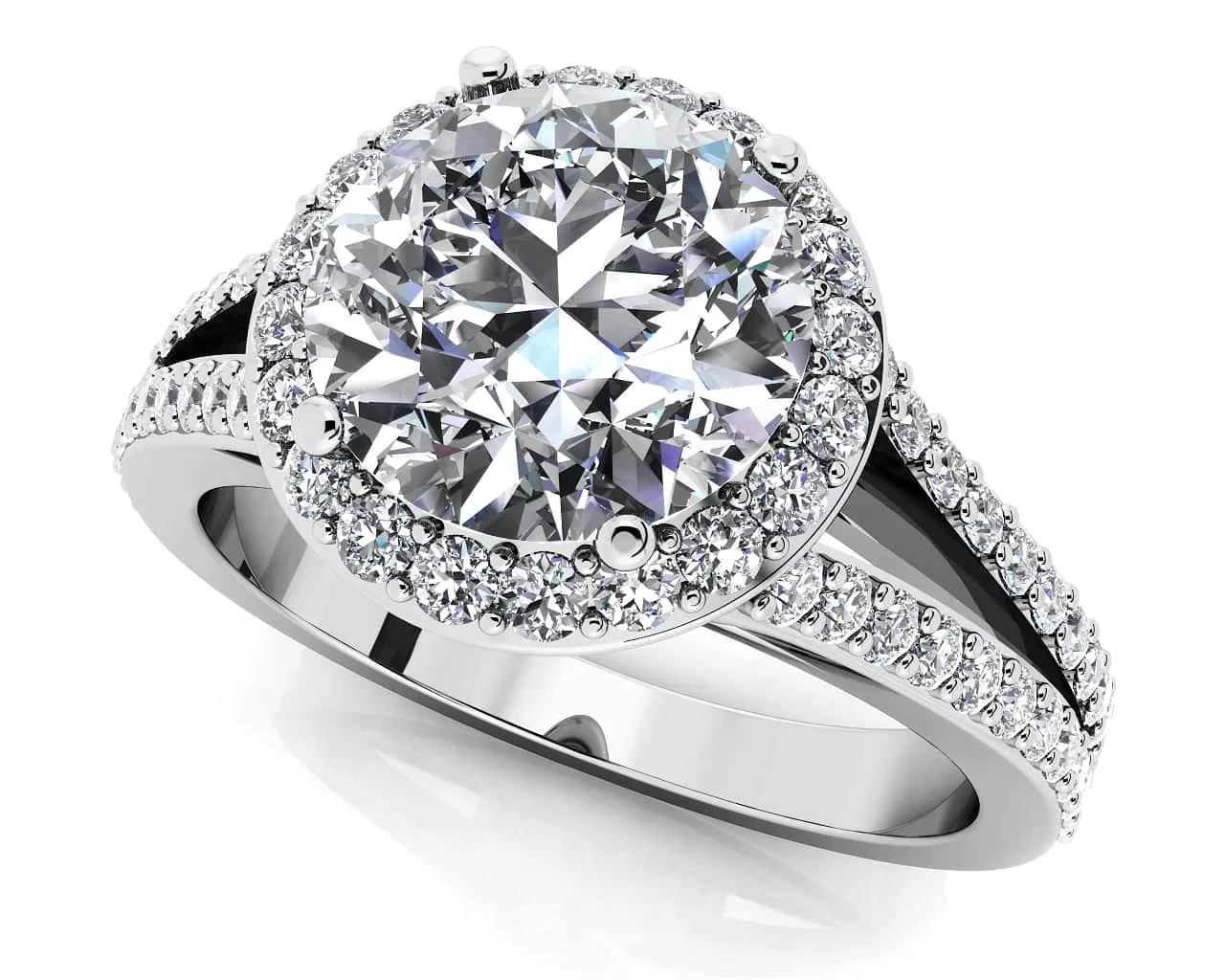 Elegant Split Shank Diamond Engagement Ring 1.5 Carat Total Weight