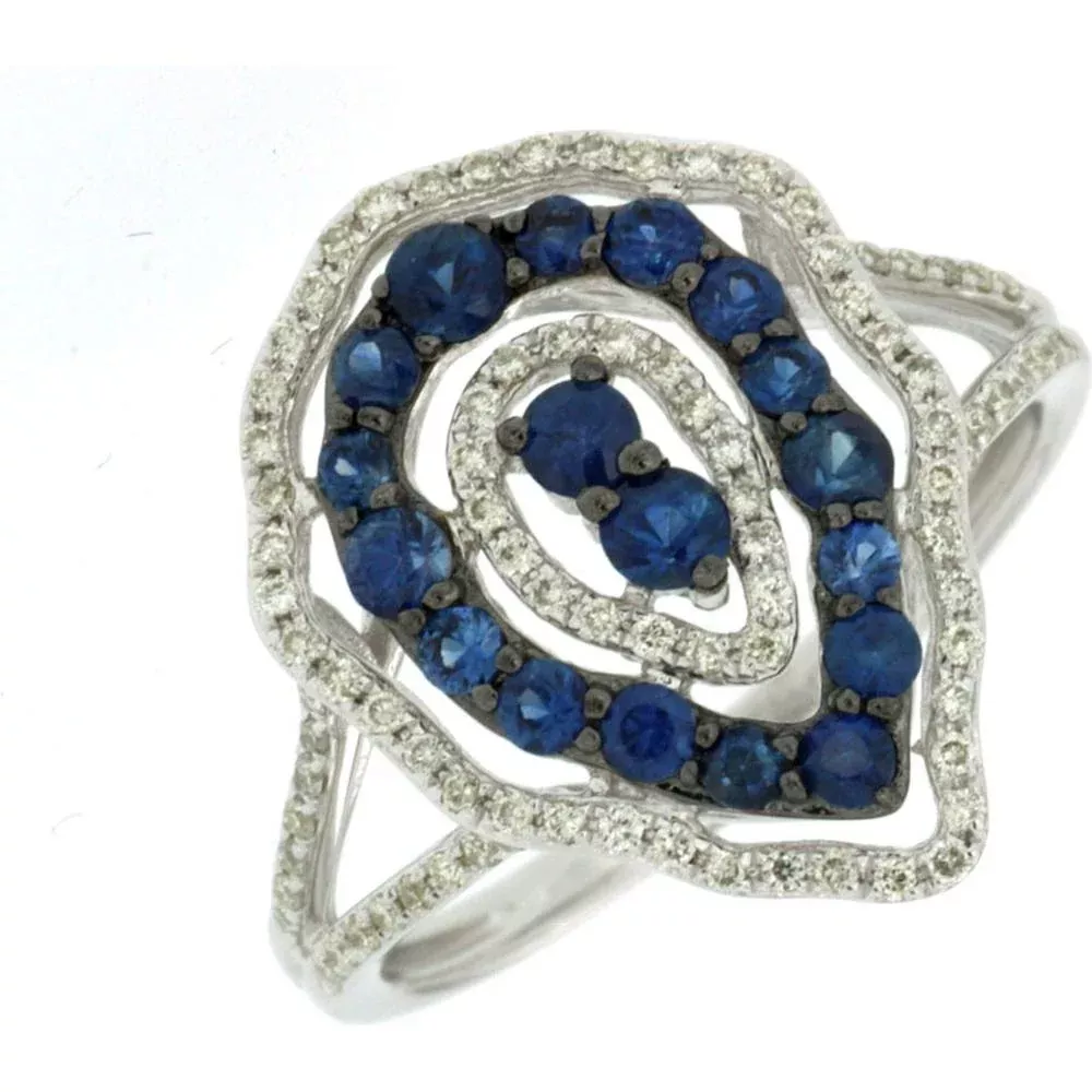 Exquisite 14K White Gold Sapphire Halo Ring - 0.72 Carat Sapphire, 0.27 Carat Diamond