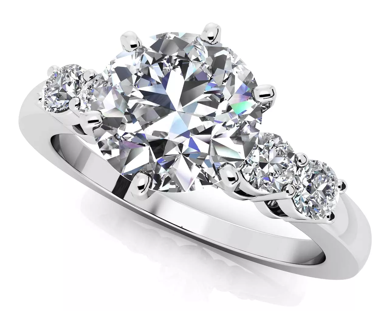 Five Across 6 Prong Engagement Ring 0.95 Carat Total Weight