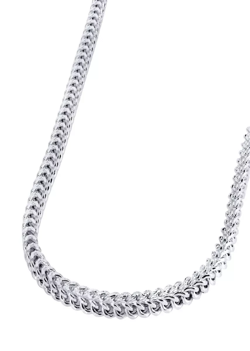 Gold Chain - Womens Semi SolidDiamond Cut Franco Chain 10K White Gold