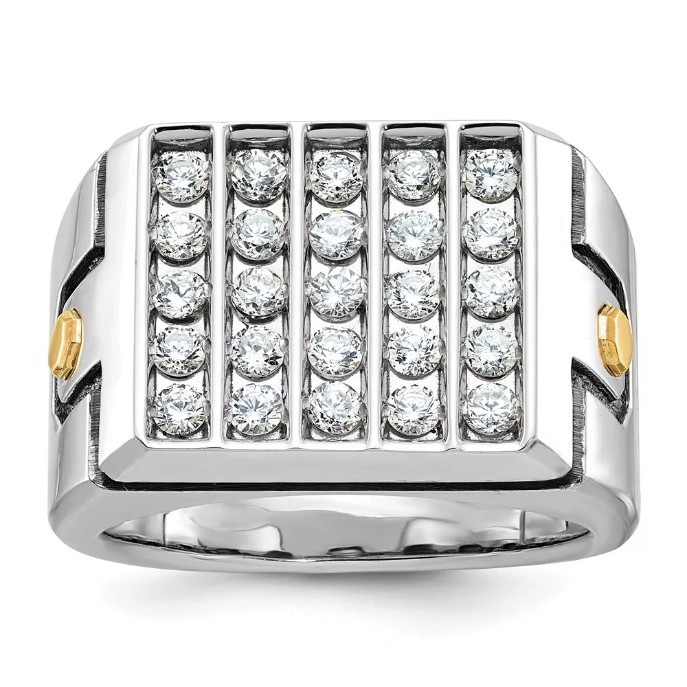 IBGoodman 14k Two-tone Men’s Polished and Grooved 5-Row Cluster Ring Mounting