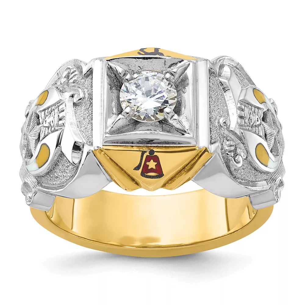 IBGoodman 14k Two-tone Men’s Polished and Textured Masonic Shriner’s Ring Mounting