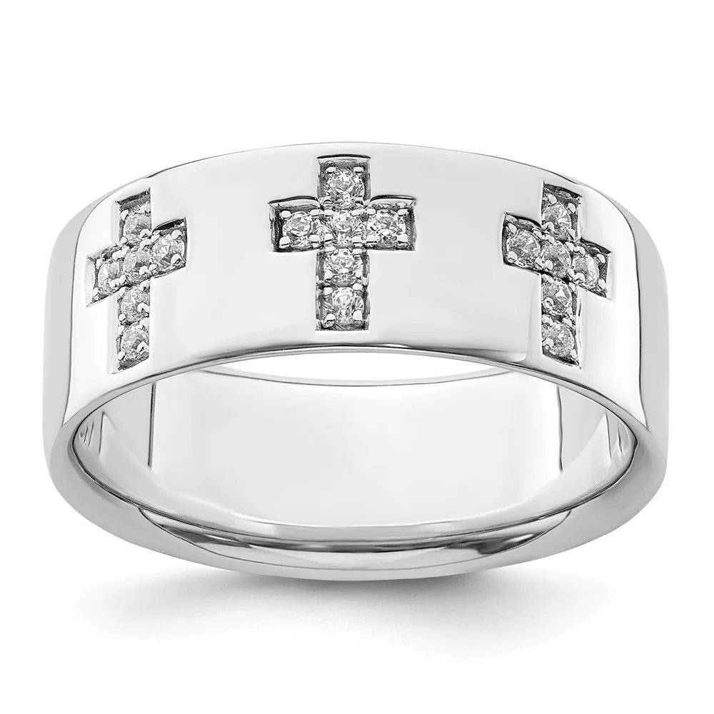 IBGoodman 14k White Gold 1/5 carat Lab Grown Diamond VS/SI+ G+ Complete Cross Men’s Ring
