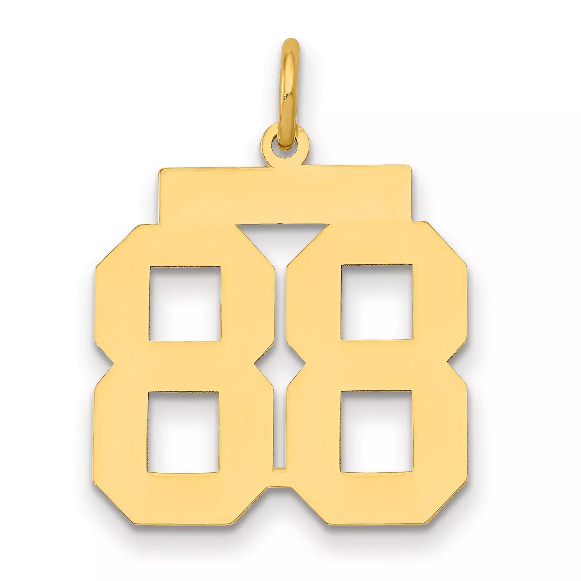 Medium Polished Number 88 Charm Pendant in Real 14k Yellow Gold