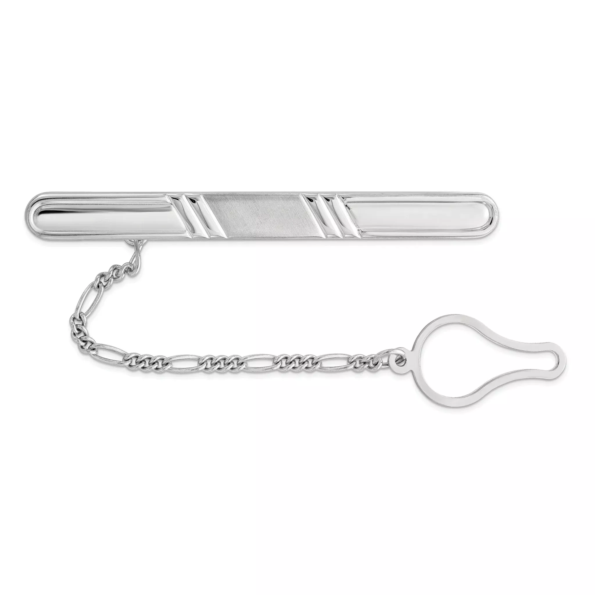Men's 925 Sterling Silver Rhodium Plated Tie Clip with Polished Finish