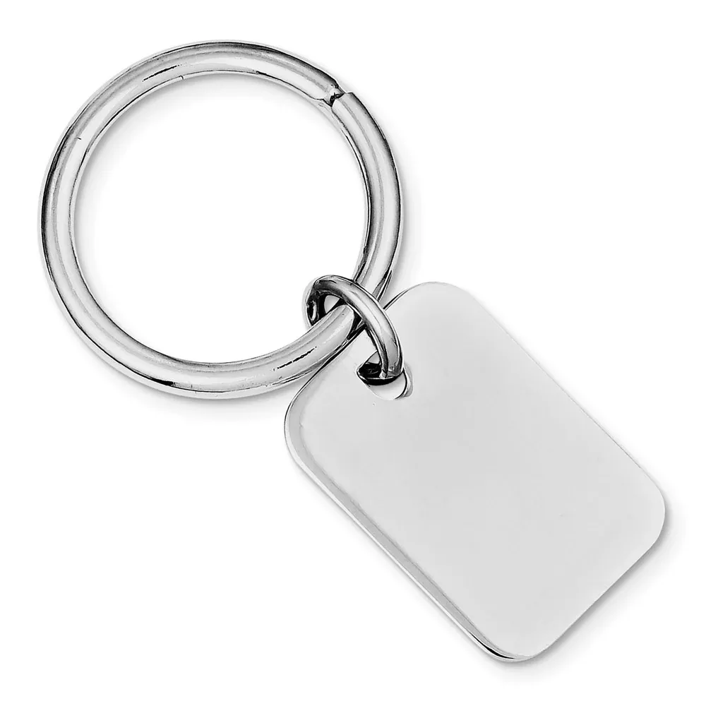 Men's Sterling Silver 925 Key Chain with Polished Rhodium Finish
