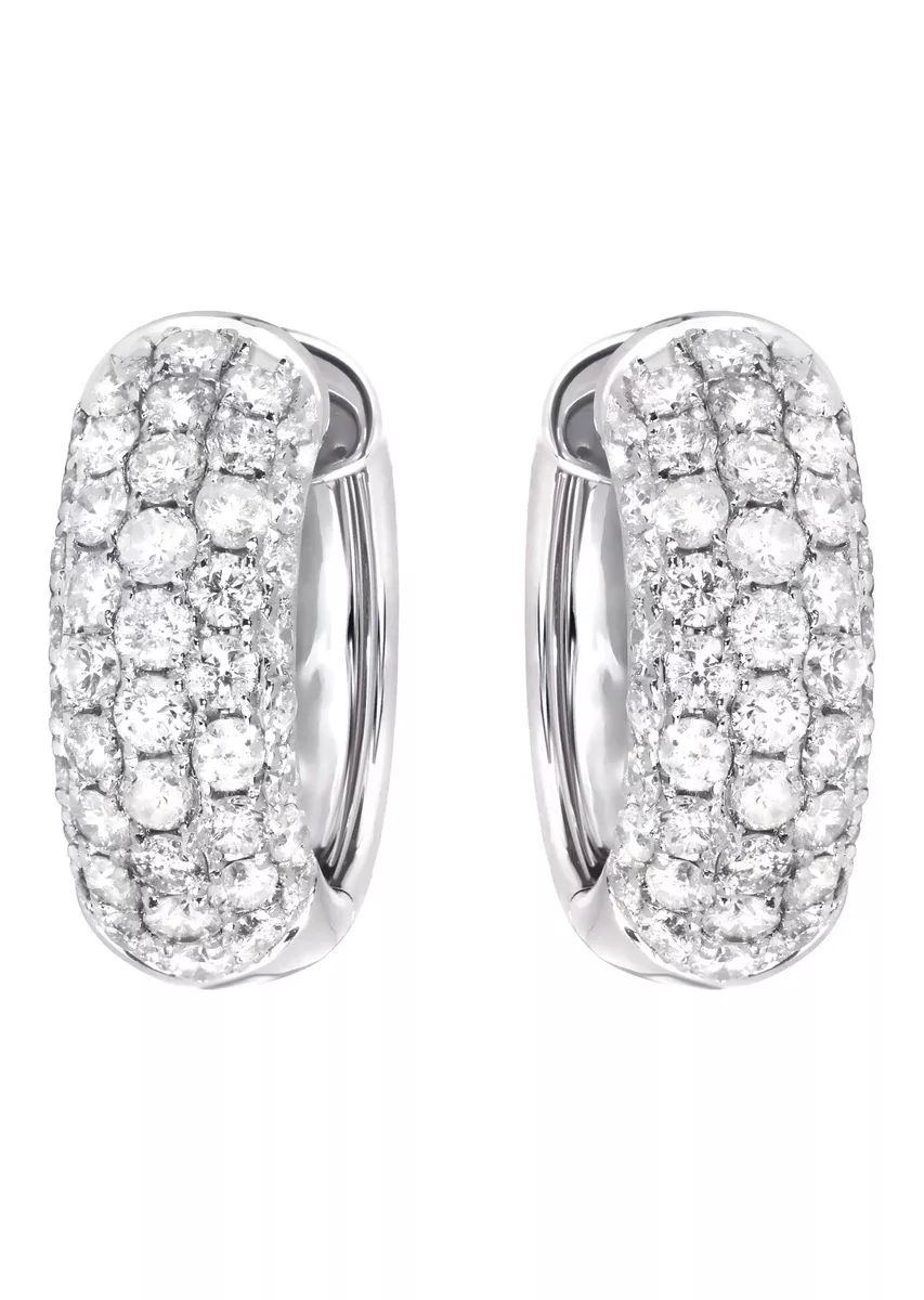 Mens Diamond Earrings | 2.36 Carats 14K White Gold