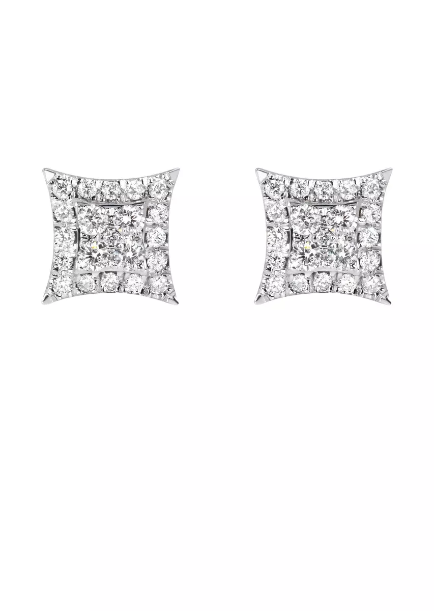 Mens Stud Diamond Earrings | 0.54 Carats 14K White Gold