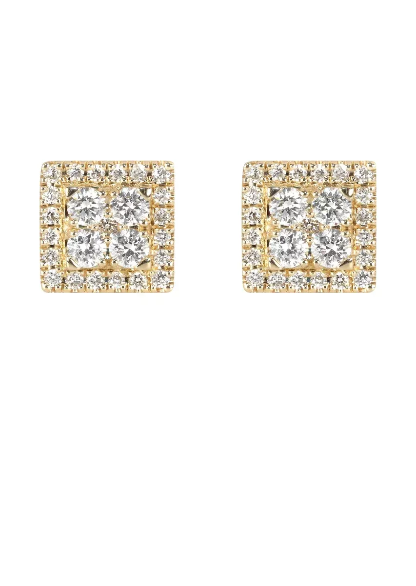 Mens Stud Diamond Earrings | 0.65 Carats 14K Yellow Gold