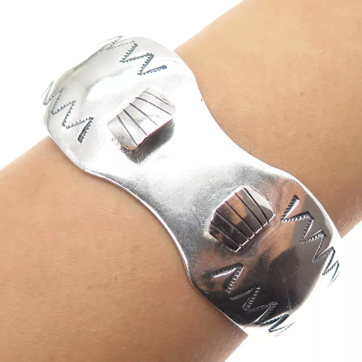 Old Pawn 925 Sterling Silver Antique Adjustable Tribal Watch Band Bracelet 6.5