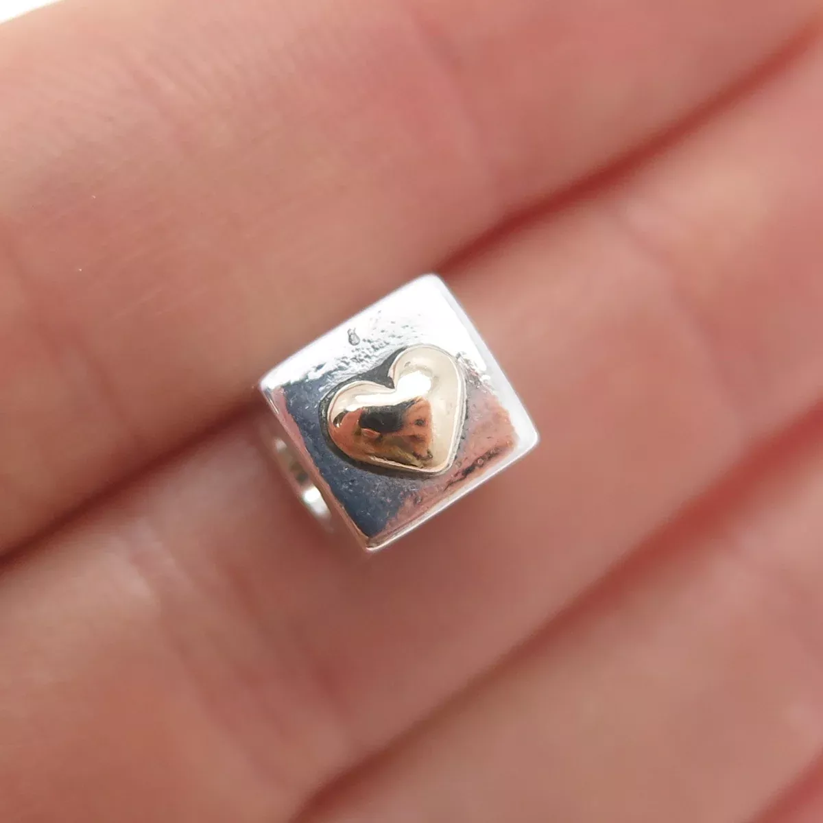 PANDORA 925 Sterling Silver & Gold I Love You Box Slide Bead Charm