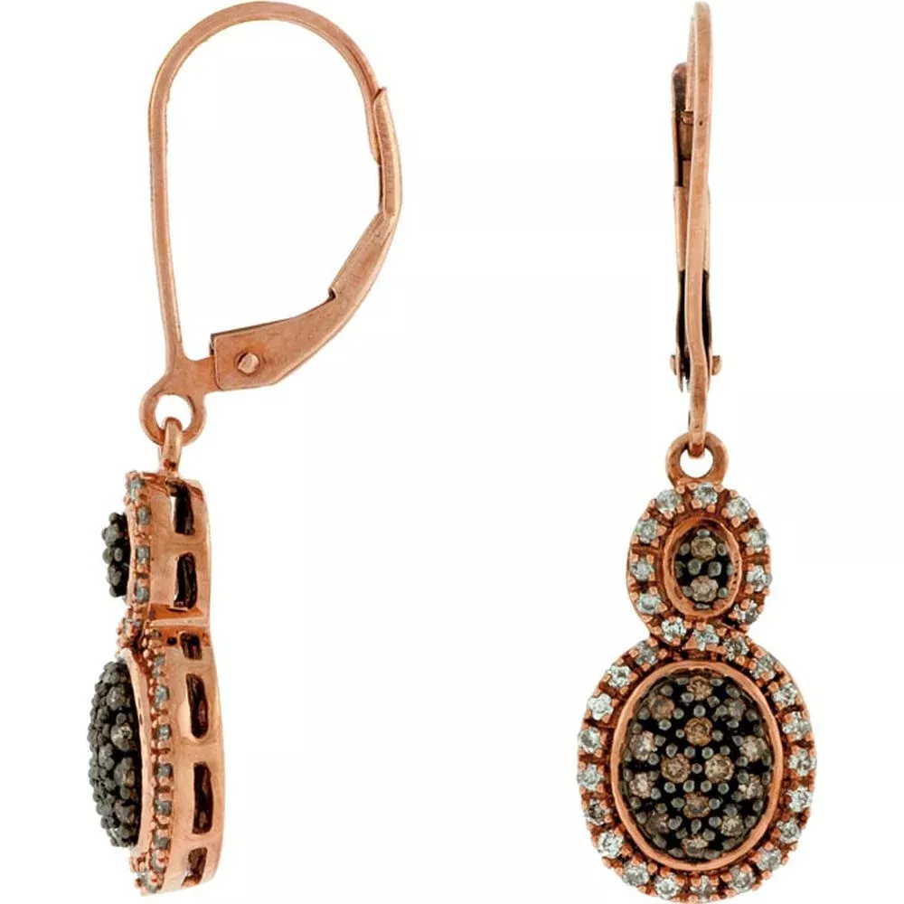 Radiant 14K Rose Gold Mocha Diamond & Diamond Earrings - Timeless Elegance