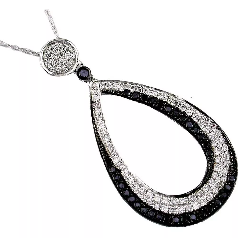 Radiant 14K White Gold Black & White Diamond Pendant
