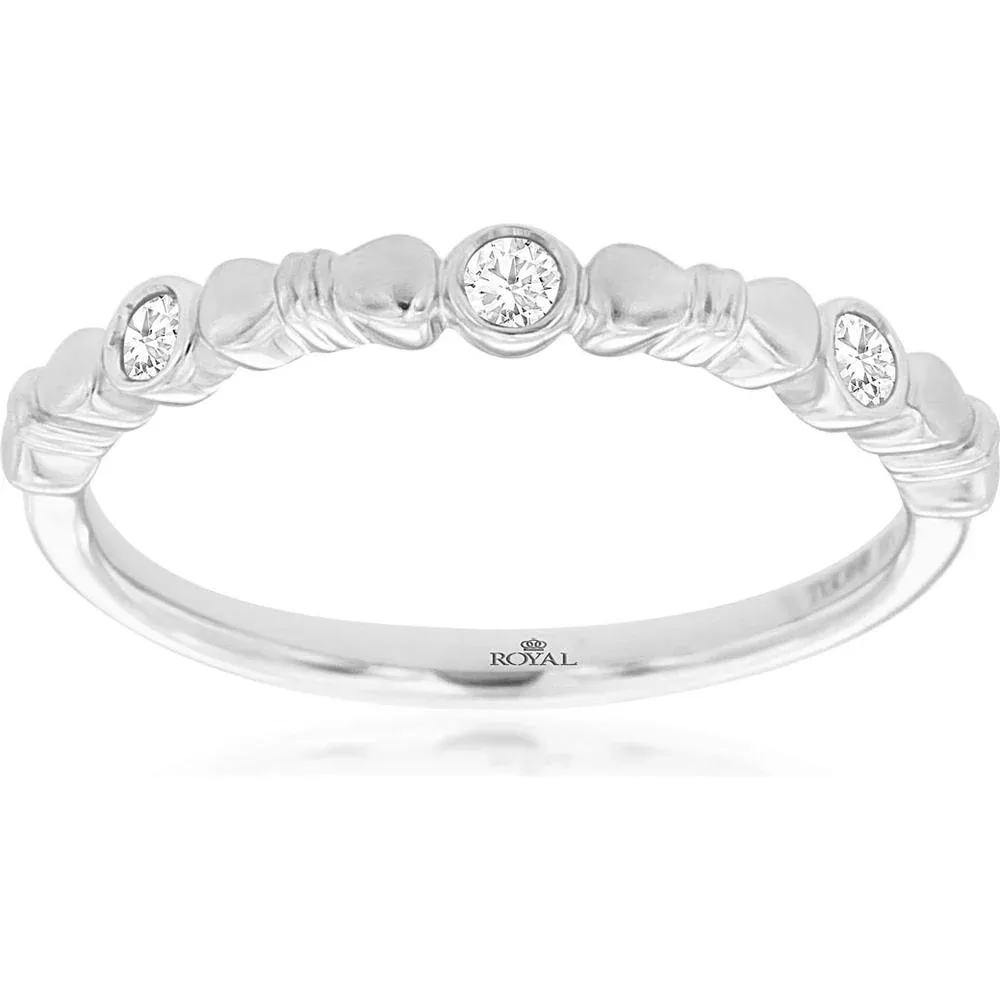 Radiant 14K White Gold Diamond Wedding Band - 0.11 Carat Total Diamond Weight