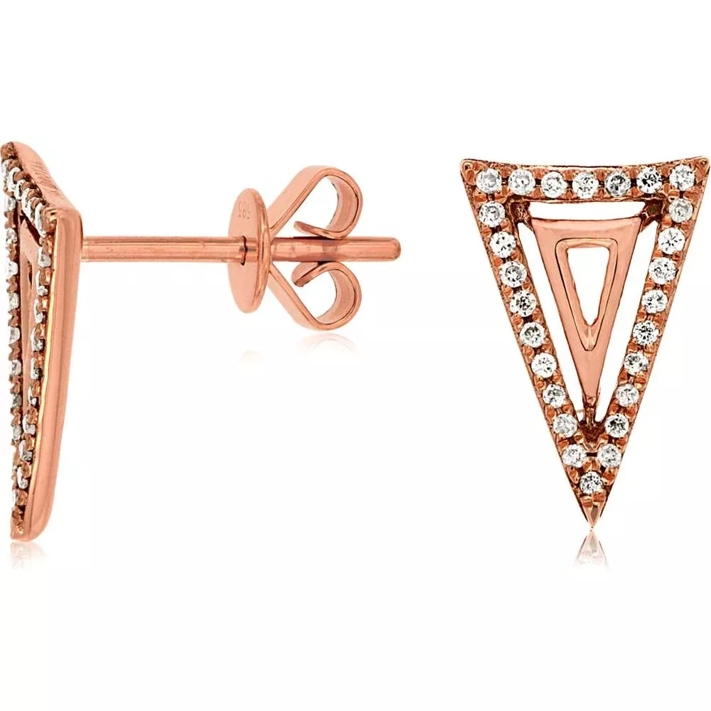 Royal 14K Rose Gold Diamond Stud Earrings - 0.15 Carat Total Diamond Weight