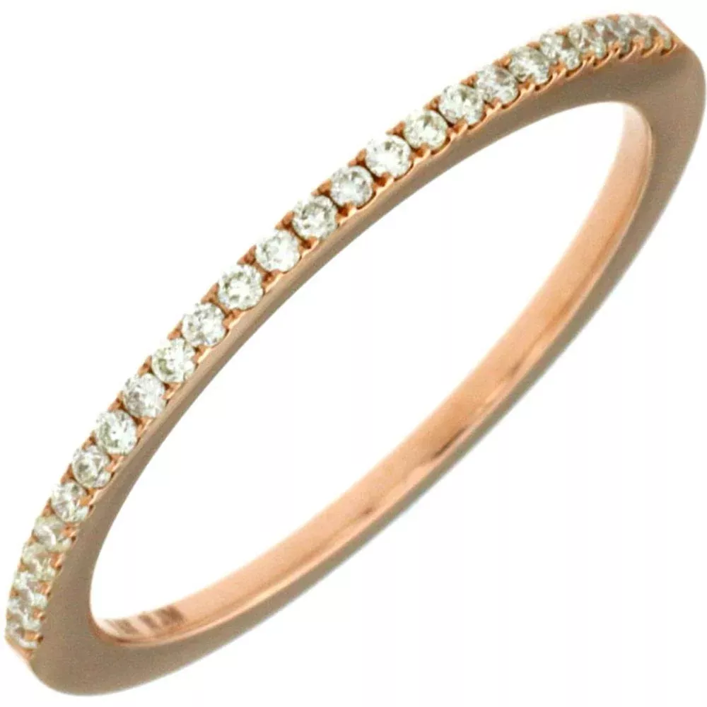 Royal 14K Rose Gold Diamond Wedding Band - 0.14 Carat Total Diamond Weight