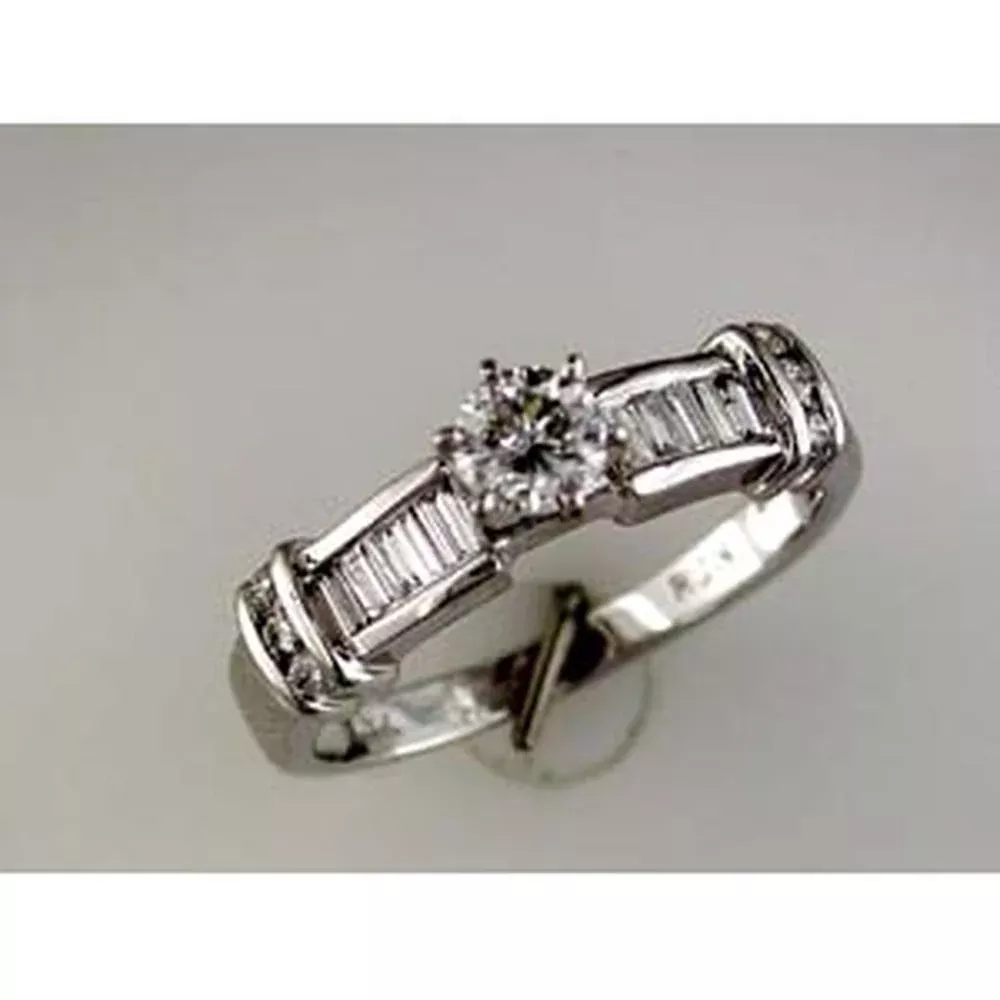 Royal 14K White Gold Diamond Engagement Ring - 0.38 Carat Center - 0.27 Carat Side Diamonds