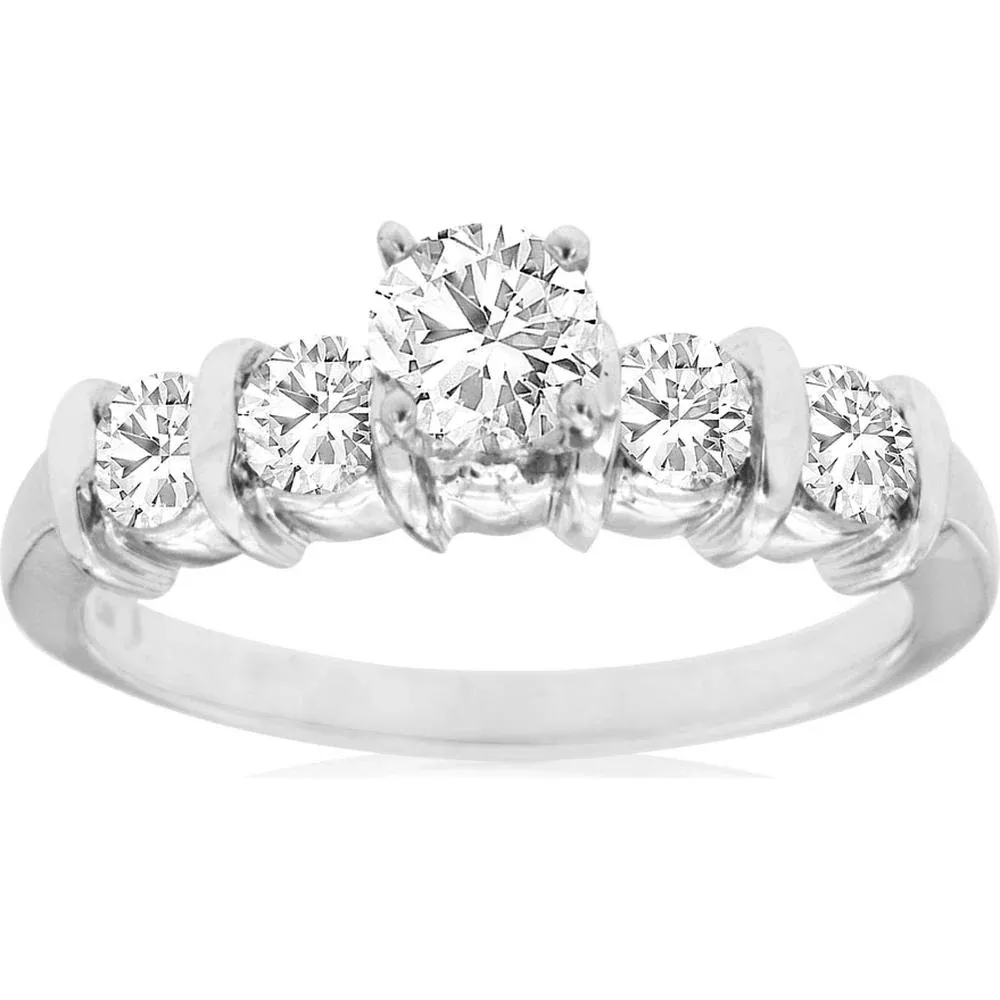 Royal 14K White Gold Round Diamond Engagement Ring - 0.44 Carat Center Diamond
