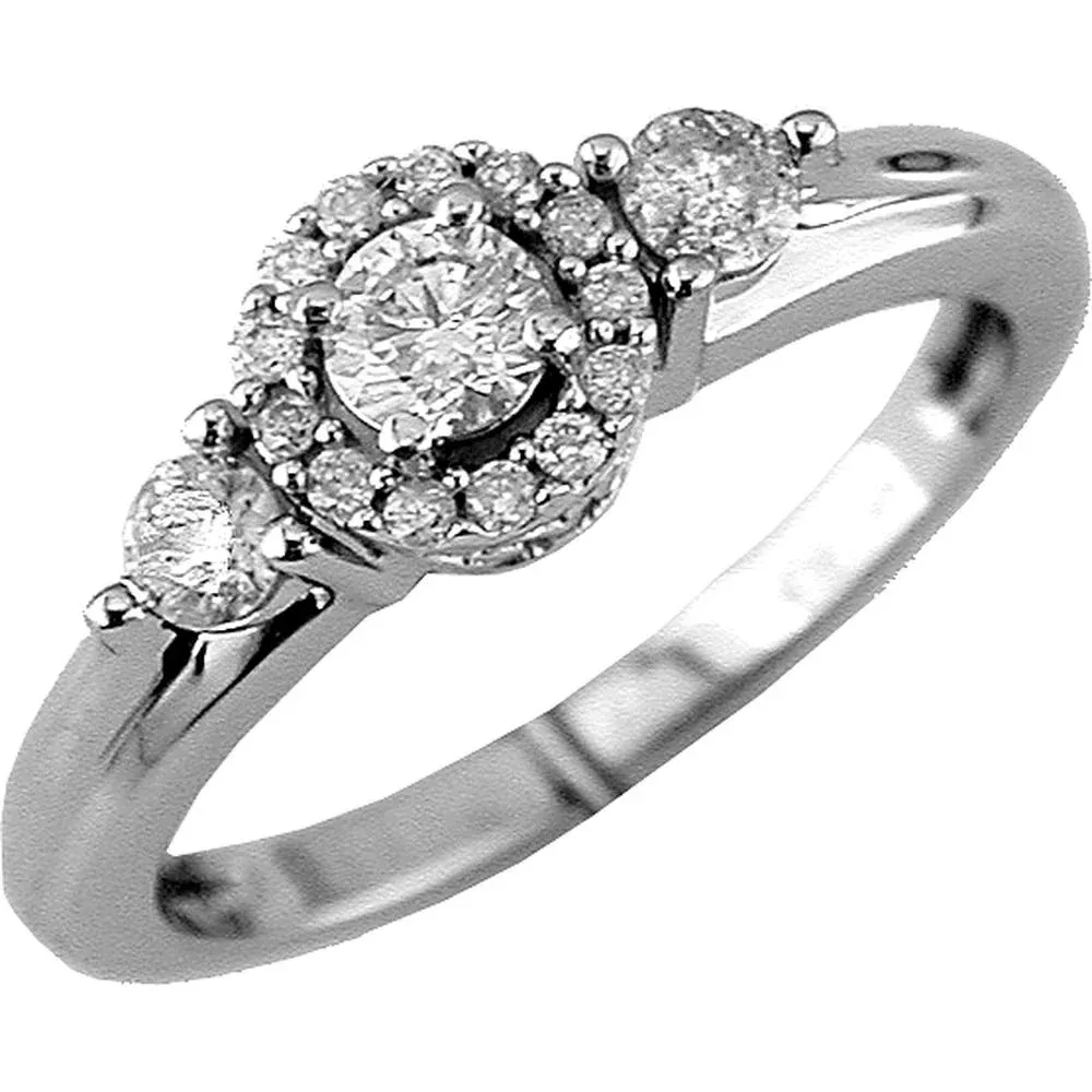 Royal 14K White Gold Round Diamond Engagement Ring - 0.54 Carat Total Diamond Weight