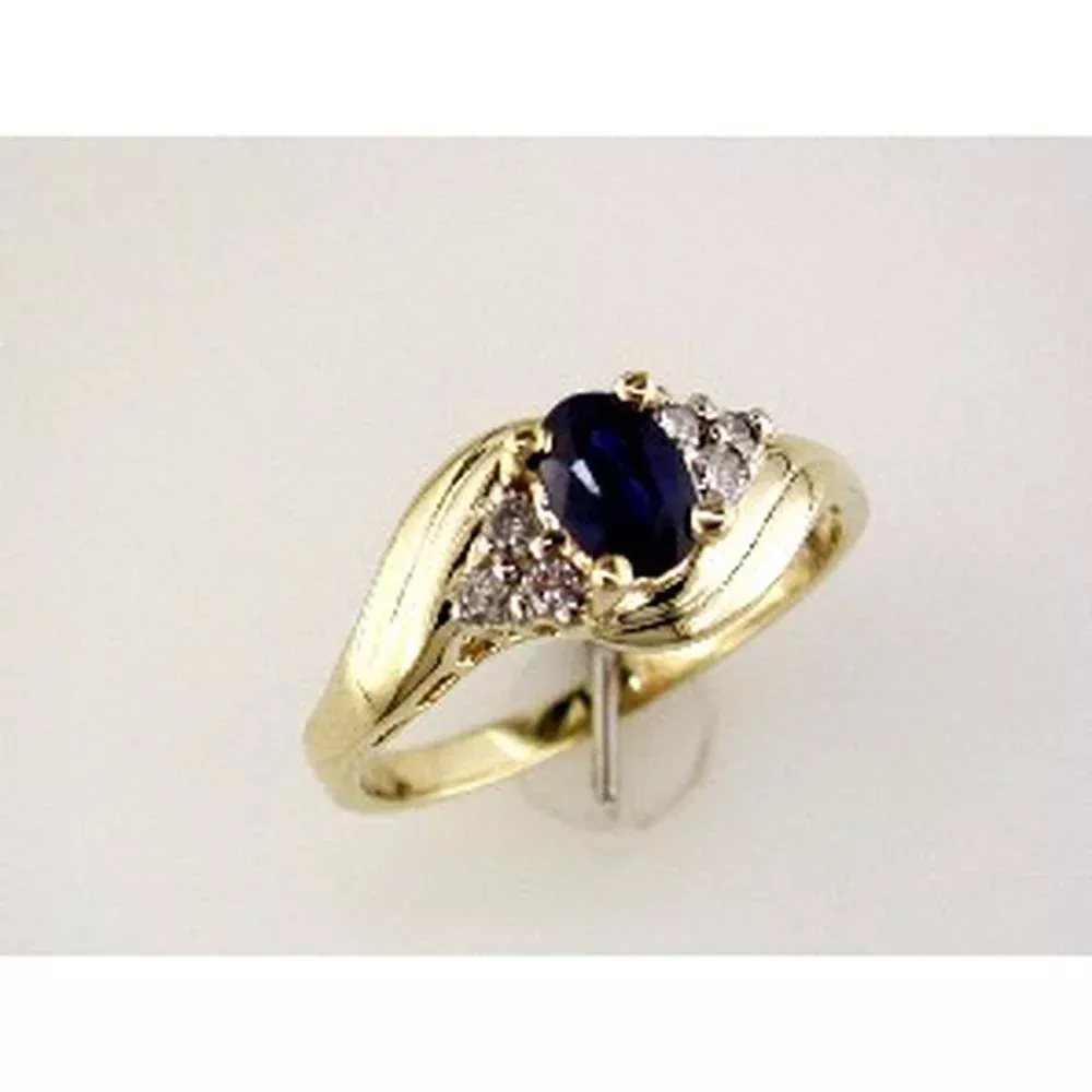 Royal 14K Yellow Gold Celestial Sapphire and Diamond Ring - 0.50 Carat Sapphire, 0.14 Carat Diamond