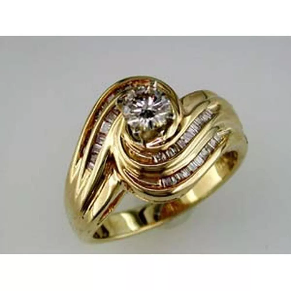 Royal 14K Yellow Gold Diamond Engagement Ring - 0.90 Carat Total Diamond Weight